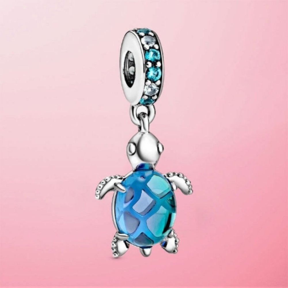 Murano Glass Sea Turtle Dangle Charm